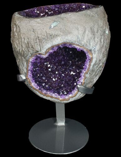 Sparkling Dark Amethyst Geode - Custom Metal Stand #76657